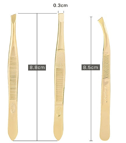 Golden stainless steel eyebrow Tweezers