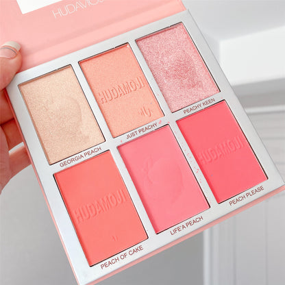 Six-Color Fruit Blush Palette: High-Gloss Finish, Multi-Functional