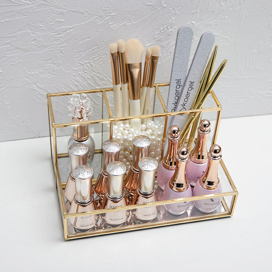 Glam Glass Golden Cosmetic Organizer