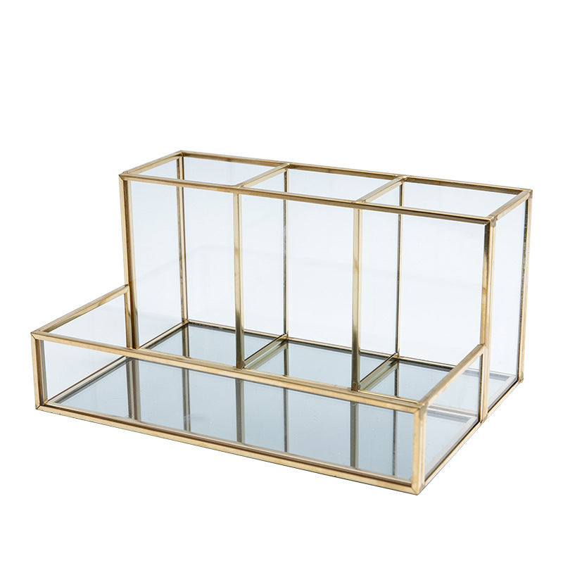 Glam Glass Golden Cosmetic Organizer