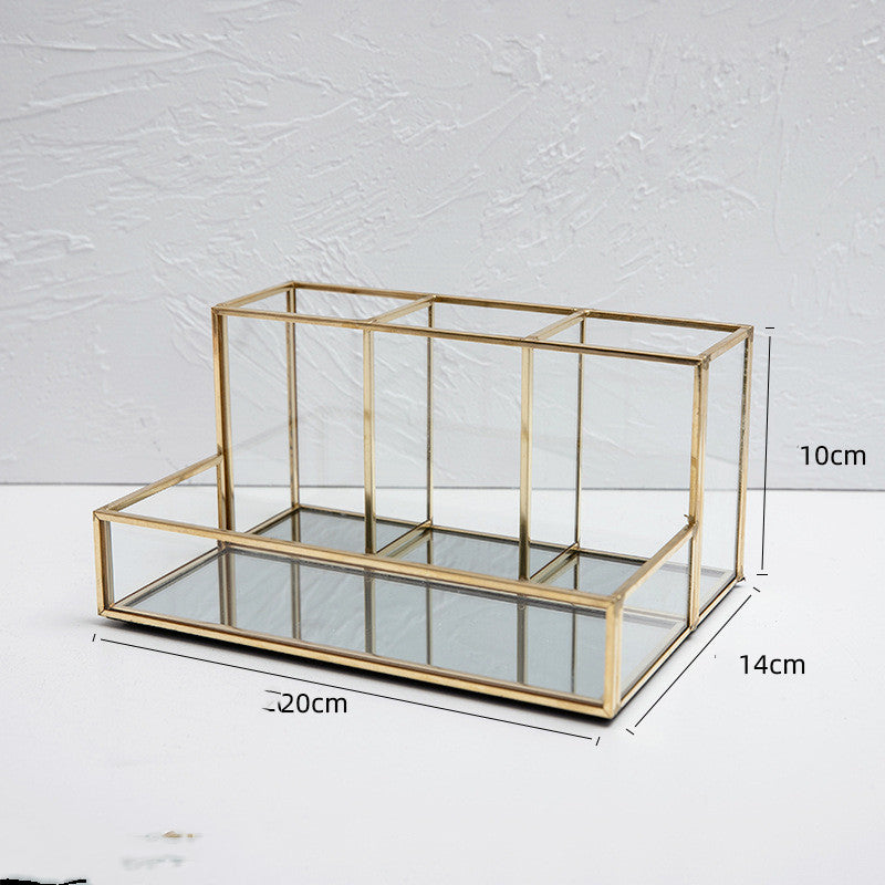 Glam Glass Golden Cosmetic Organizer