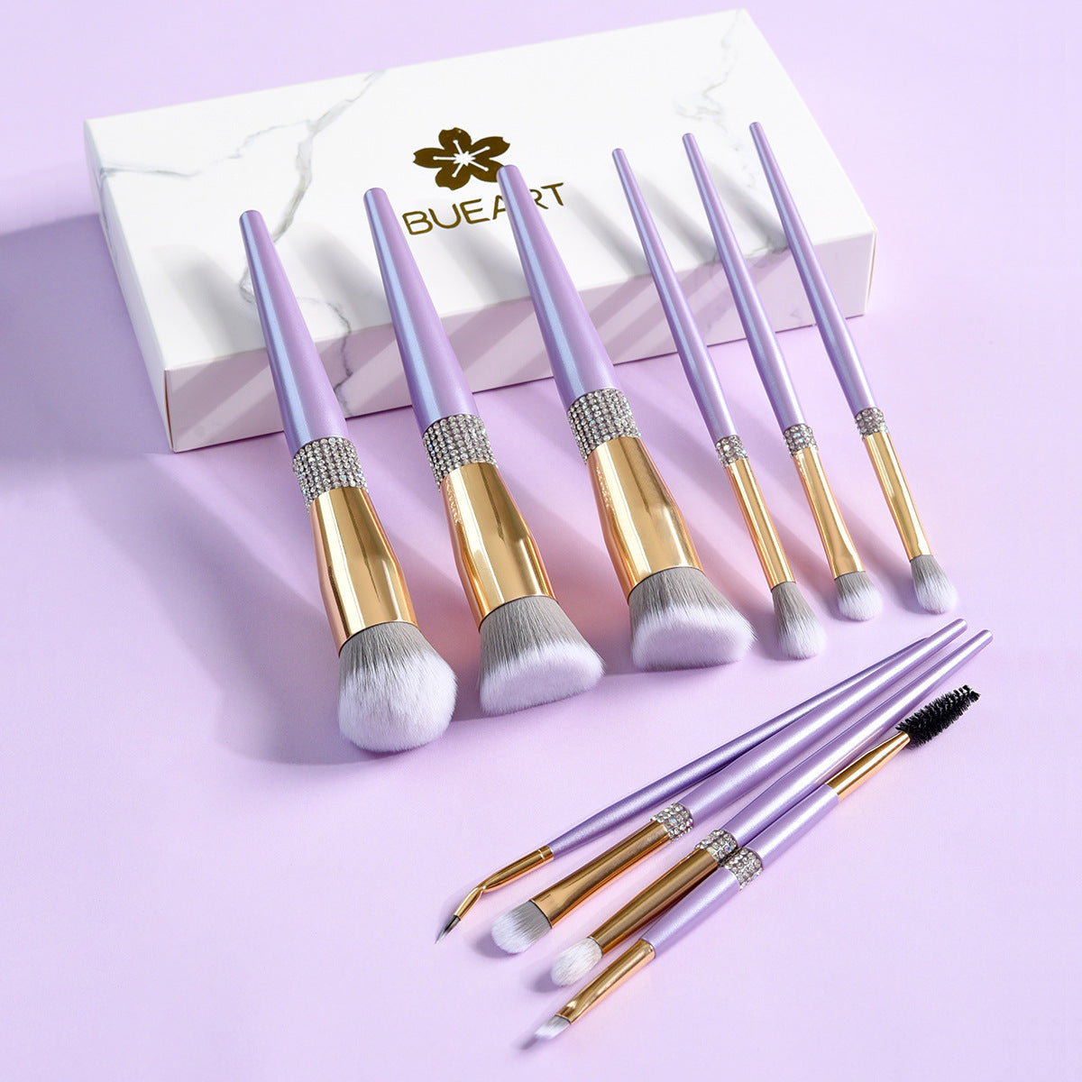 Lilac Diamond 10-Piece Makeup Brush Set