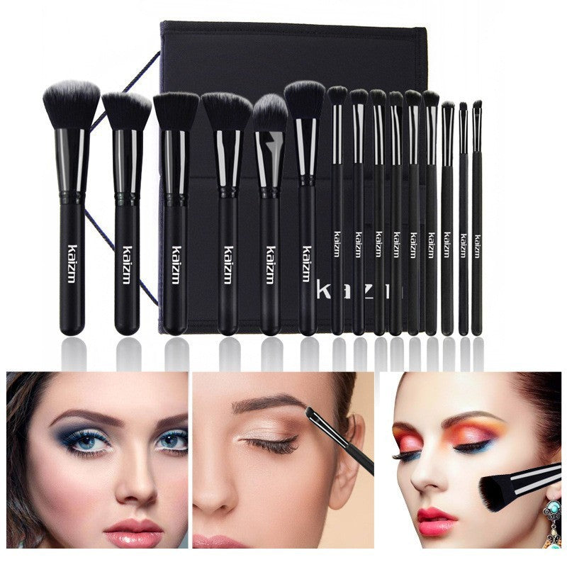 Black Cosmetic Brush Full Set 15pc