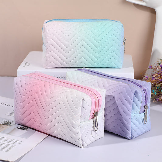 Women's PU Leather Gradient Stereoscopic Makeup Bag