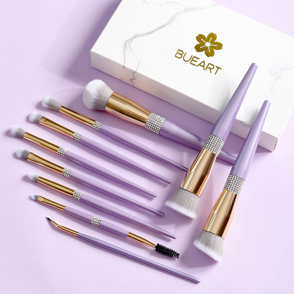 Lilac Diamond 10-Piece Makeup Brush Set