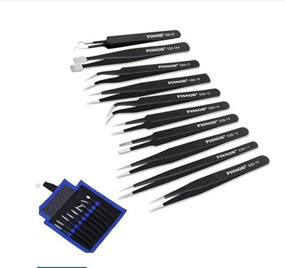 Stainless steel 10 Piece canvas bag tweezer Kit