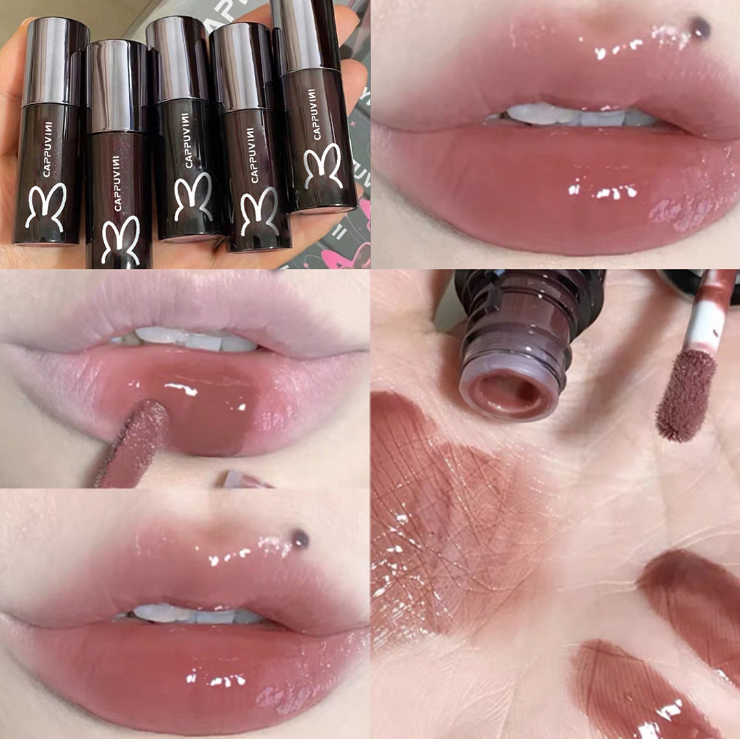 Velvet Milk Tea Lip Oil: Moisturizing Gloss in Black Tube