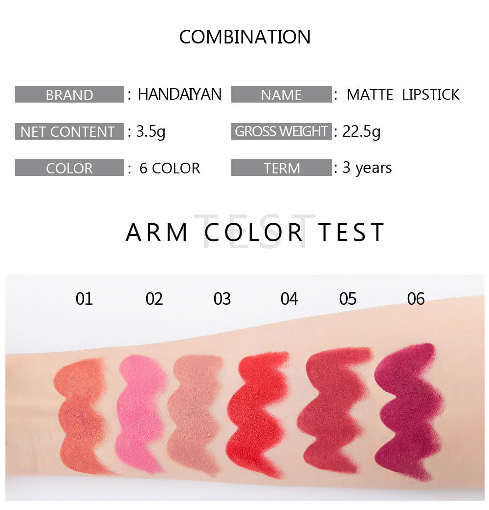 Nude Matte Waterproof Lipstick 6-color