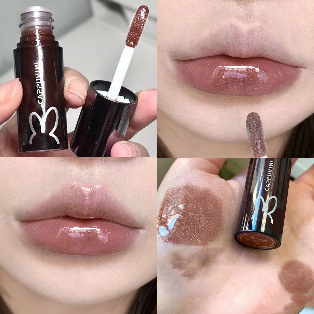 Velvet Milk Tea Lip Oil: Moisturizing Gloss in Black Tube