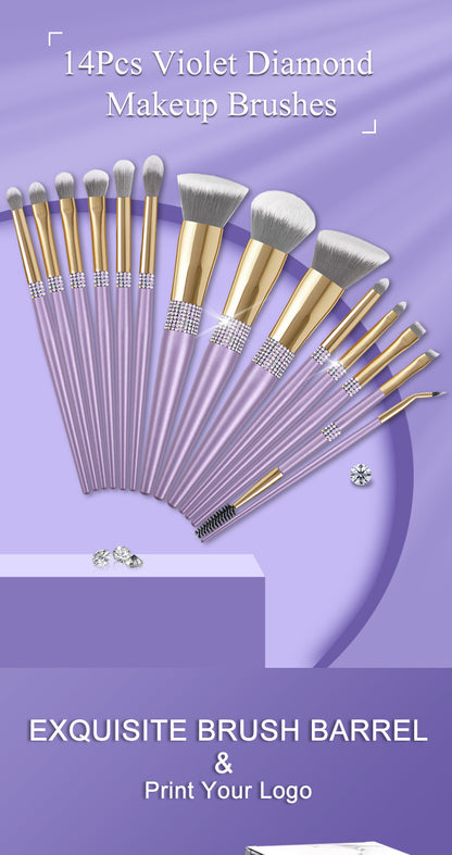 Lilac Diamond 10-Piece Makeup Brush Set