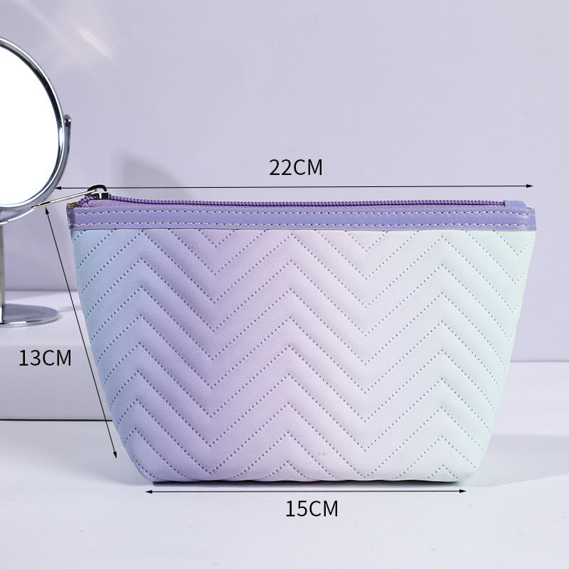 Women's PU Leather Gradient Stereoscopic Makeup Bag