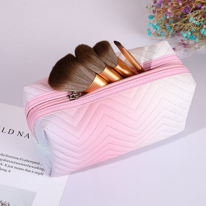 Women's PU Leather Gradient Stereoscopic Makeup Bag